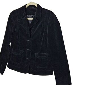 GNW Black Velvet Velour Womens Blazer Jacket Size 8 With Pockets Business Casual